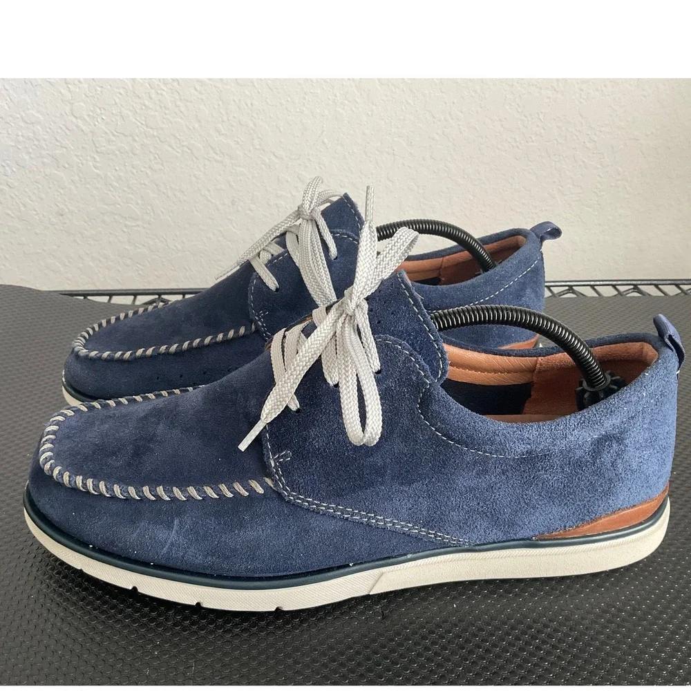Clarks Artisan Mens Navy Suede Moc Toe Lace Up Shoes 10.5 261317317095